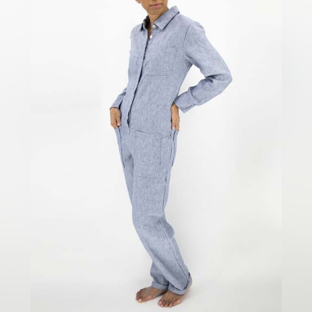 Sunday morning Linen Jumpsuit in Light Blue
